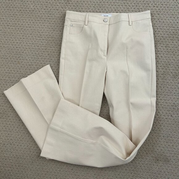 REISS Florence High Rise Flared Trousers in Cream Flare Leg Trouser Pants SZ10 - Picture 1 of 7